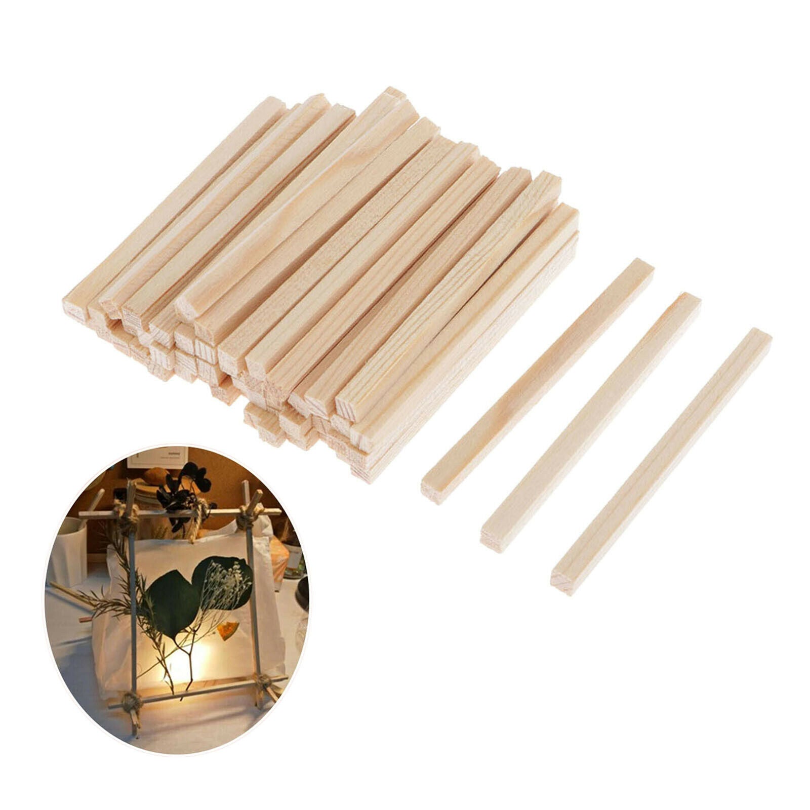 100pcs/set Unfinished Wooden Wooden Sticks Craft Boat Airplane Modeling 4mm