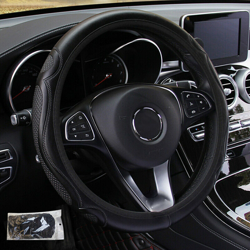 Universal Auto Car Steering Wheel Cover Leather Breathable Anti-slip Blac.l8