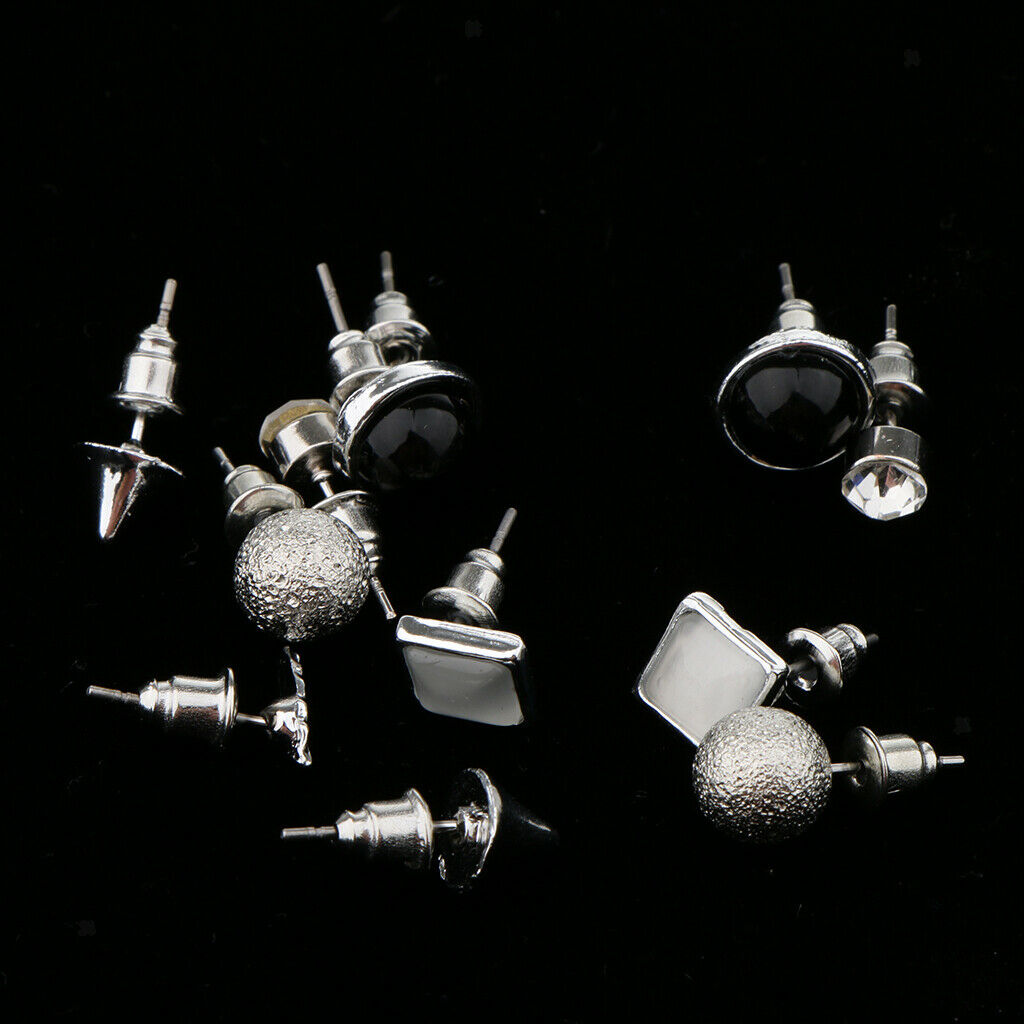 6 Pairs Assorted Shape Geometric Stud Earrings Bulk for Women Girl Jewelry
