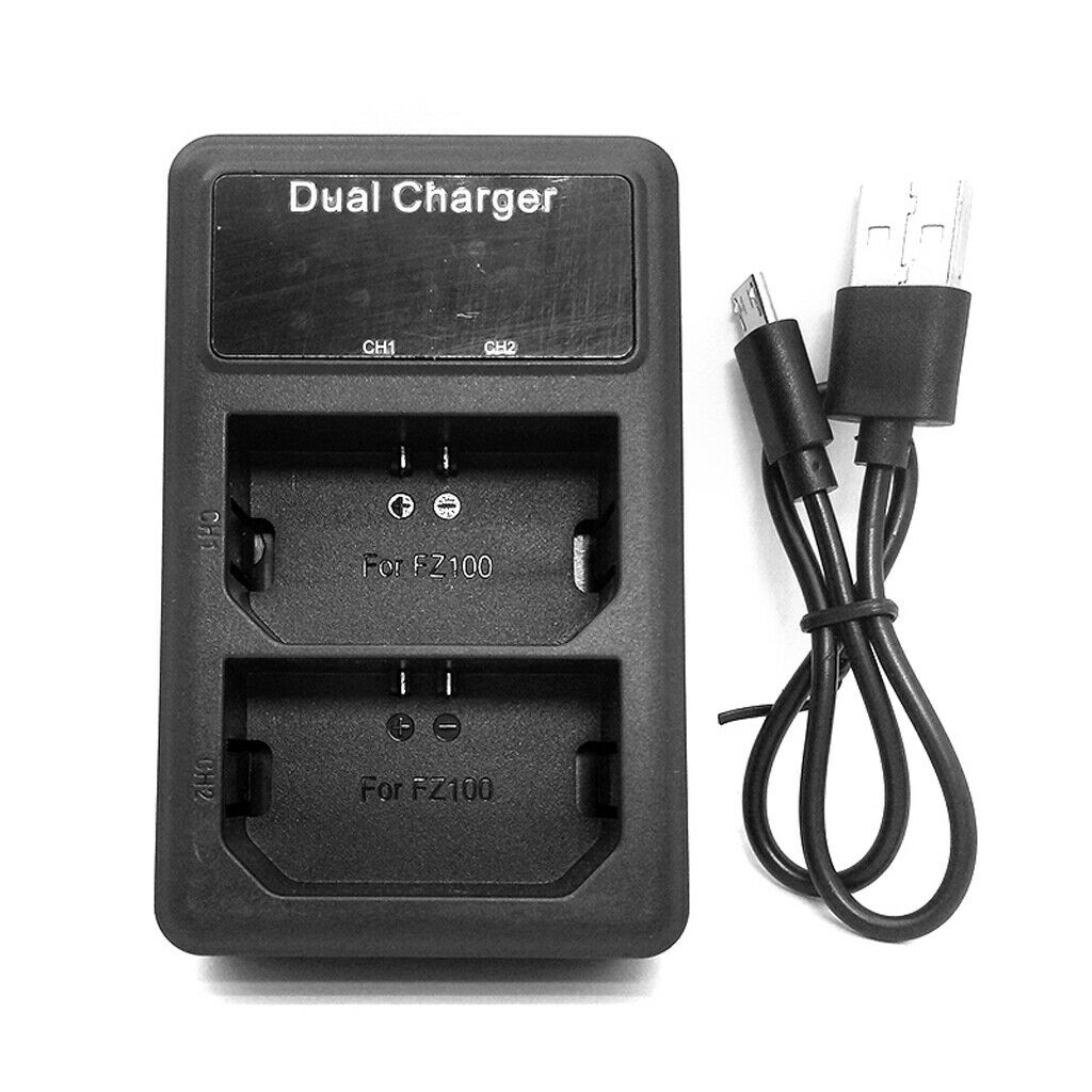 Dual Slots LCD Display Battery Charger with USB Port for Sony NP-FZ100