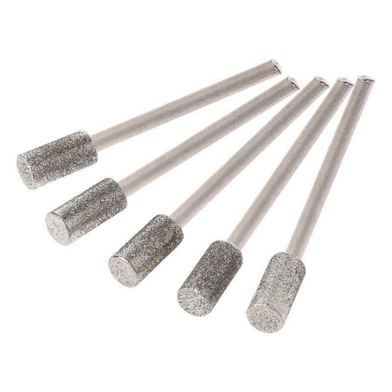 5PCS Diamond Coated Cylindrical Burr 5mm Chainsaw Sharpener Stone File Grinding