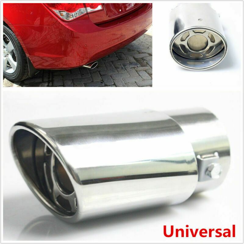 Chrome Stainless Steel Car Round Exhaust Pipe Tip Tail Muffler Cover Universal