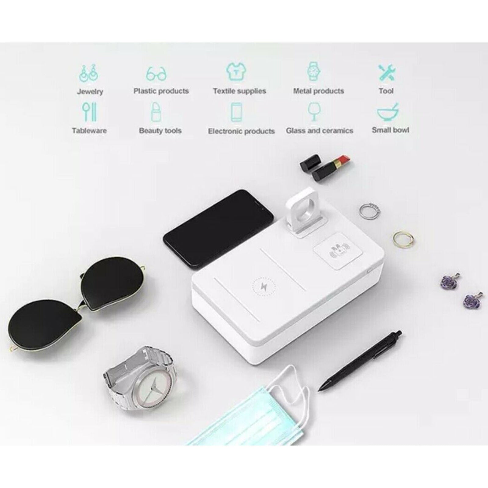 Phone Sanitizer Sterilizer Box Multifunction 15w QI 3 in 1 Wireless Charger