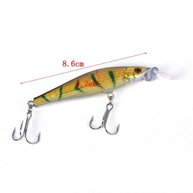 5pcs Fishing Bass Lures Diving Crankbait Minnow Bait Crank Baits Hook Tac bnS Pb