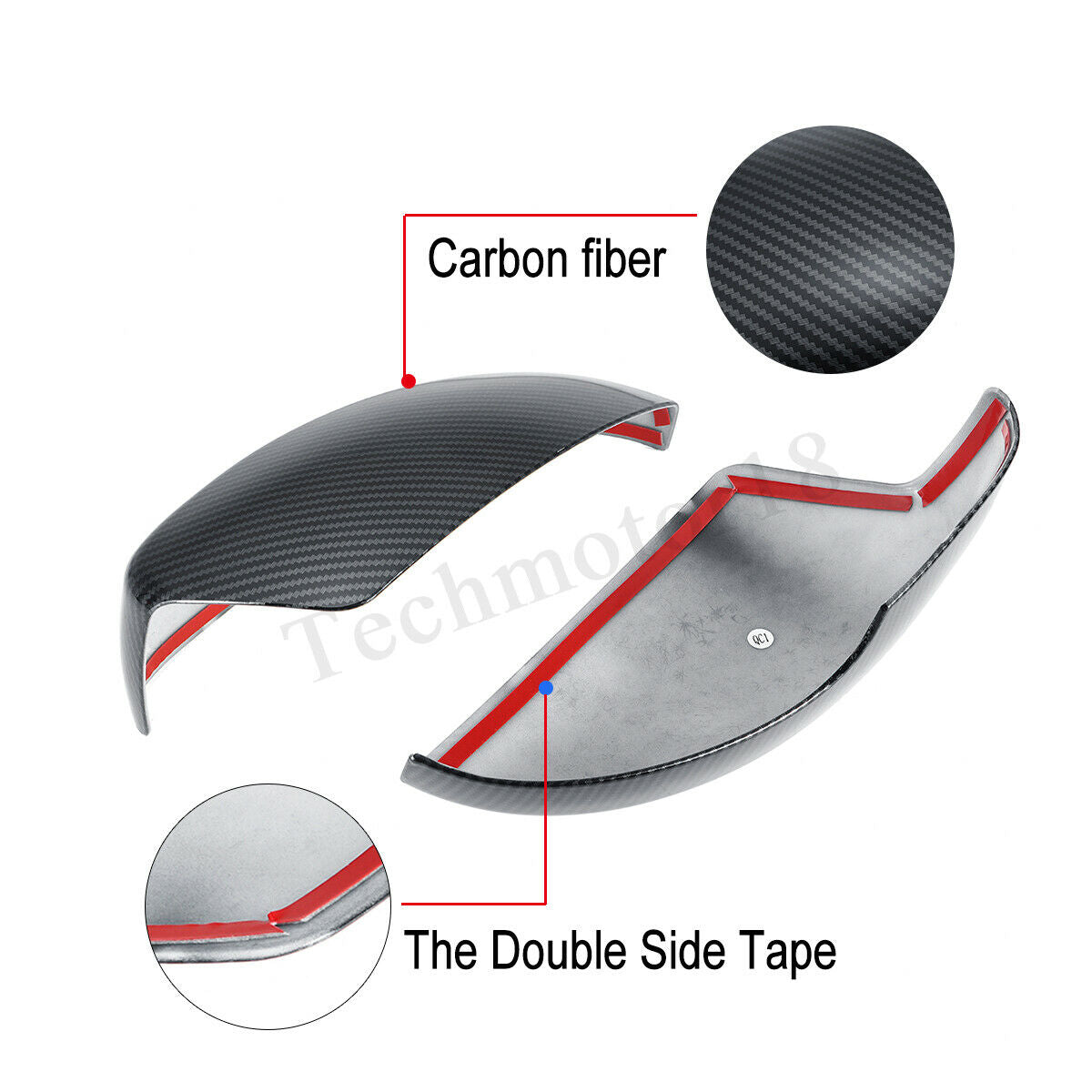 Pair Carbon Fiber Color Rearview Mirror Cover Cap For Ford Focus RS ST MK