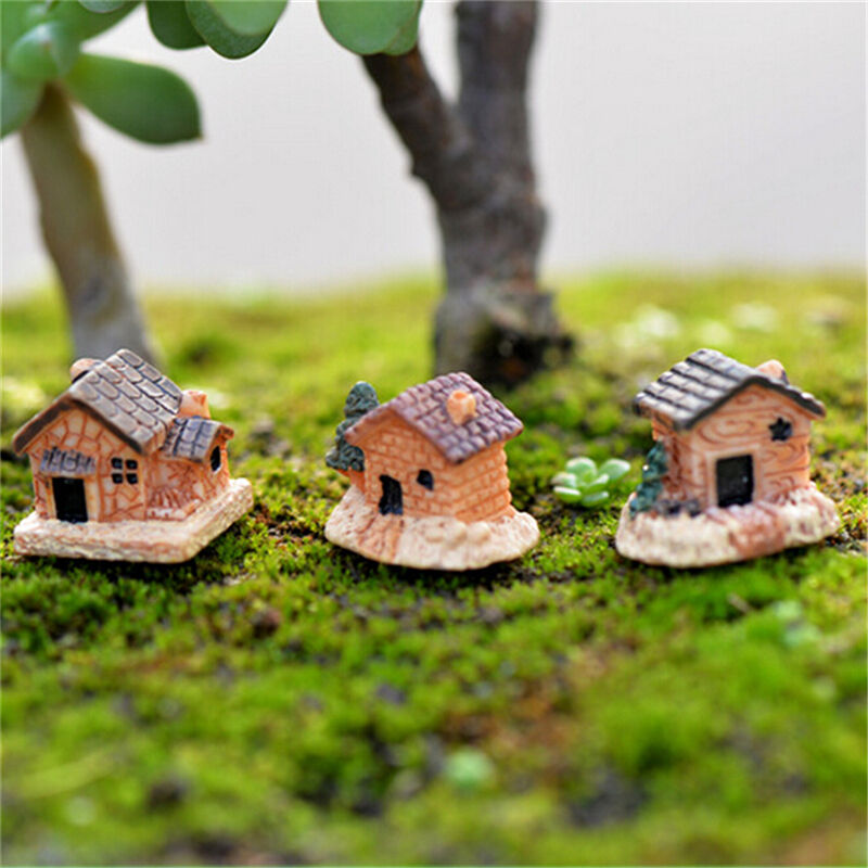 3Pcs Micro Landscape Decoration Small Houses Handicraft Gift Garden Orname.l8