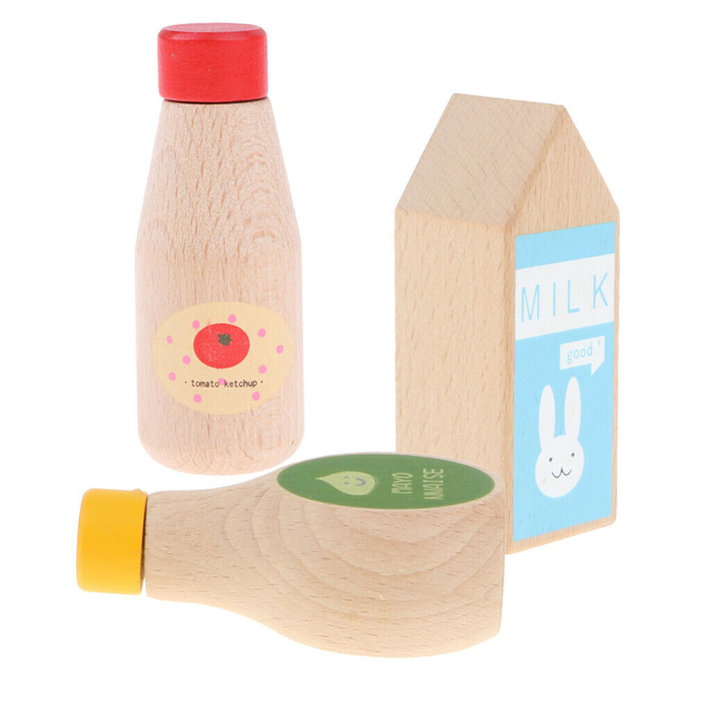 Condiments Tomato Ketchup Mayonnaise Bottle Wooden Pretend Toys