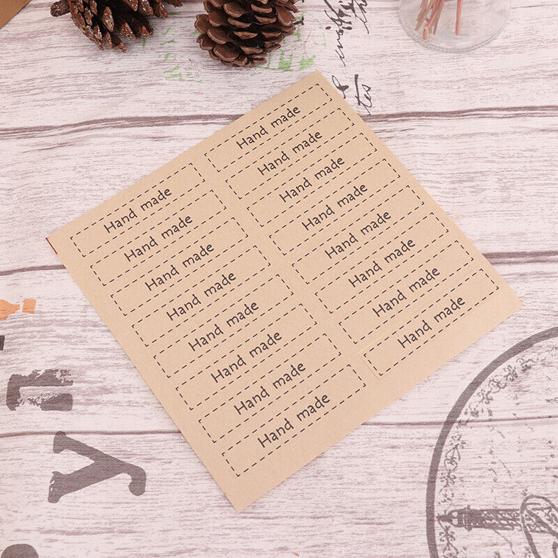 80Pcs "Hand Made" Self Adhesive Stickers Kraft Seal Paper Label Gift 1.5*.l8