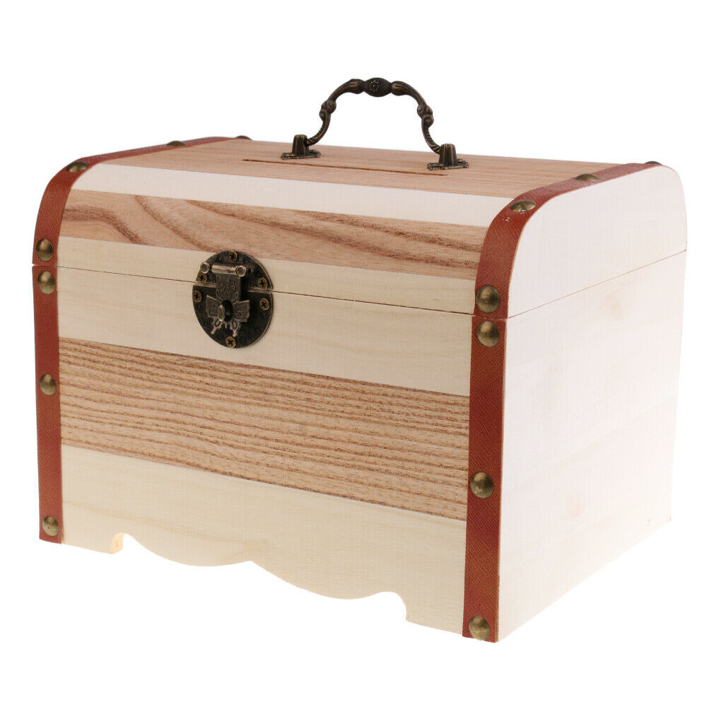 Wooden Safe Mony Box Piggy Bank for Children Birthday Christmas Gift Large