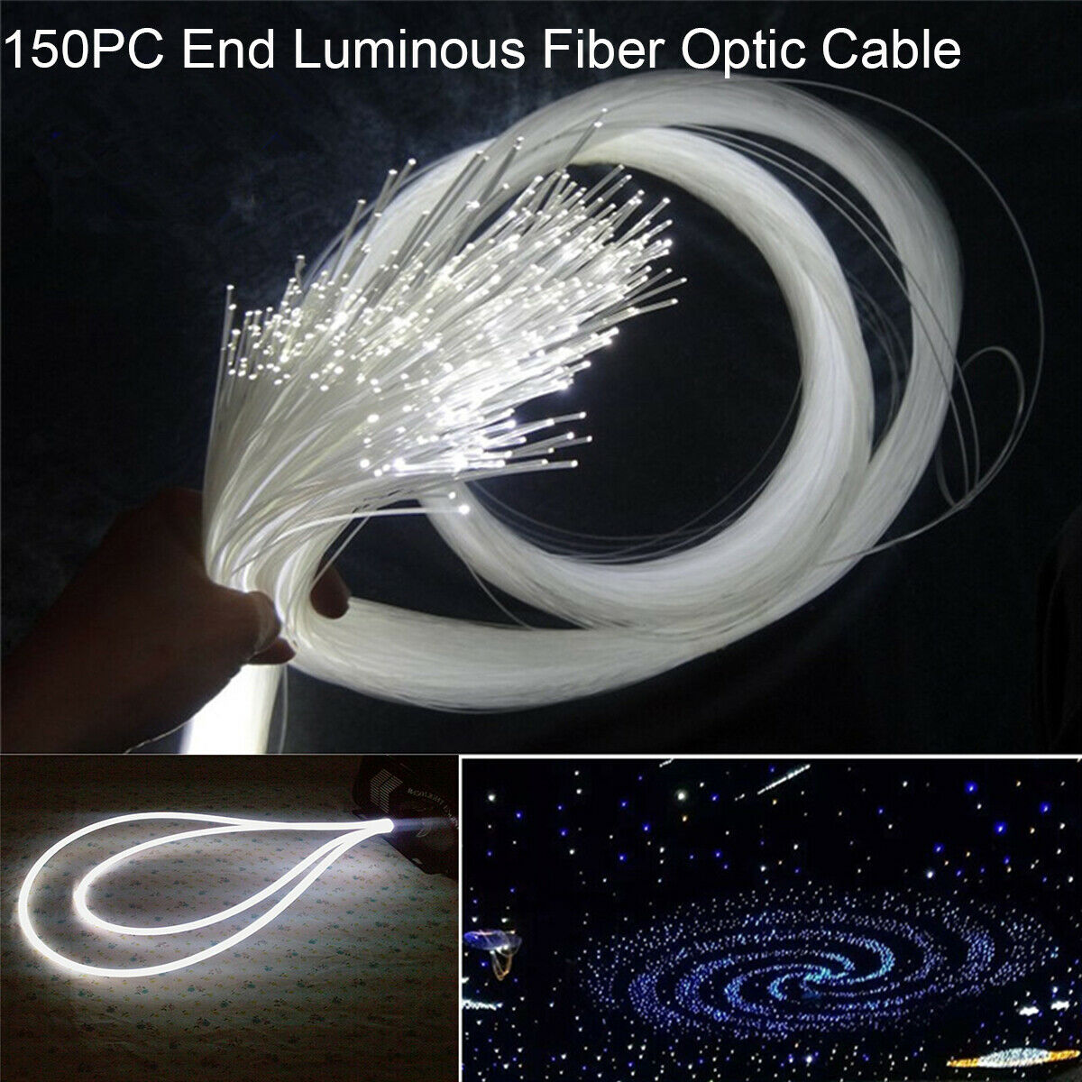 150PCS 0.75MM x 2M End Launch LED Fiber Optic Cable Car Starry Sky Top Light