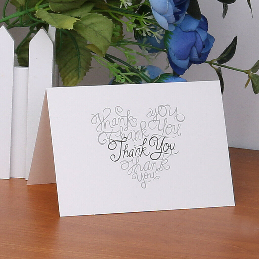 Package Of 50 White Paper Recycled Wedding Banquets Thank You, Heart Cards With