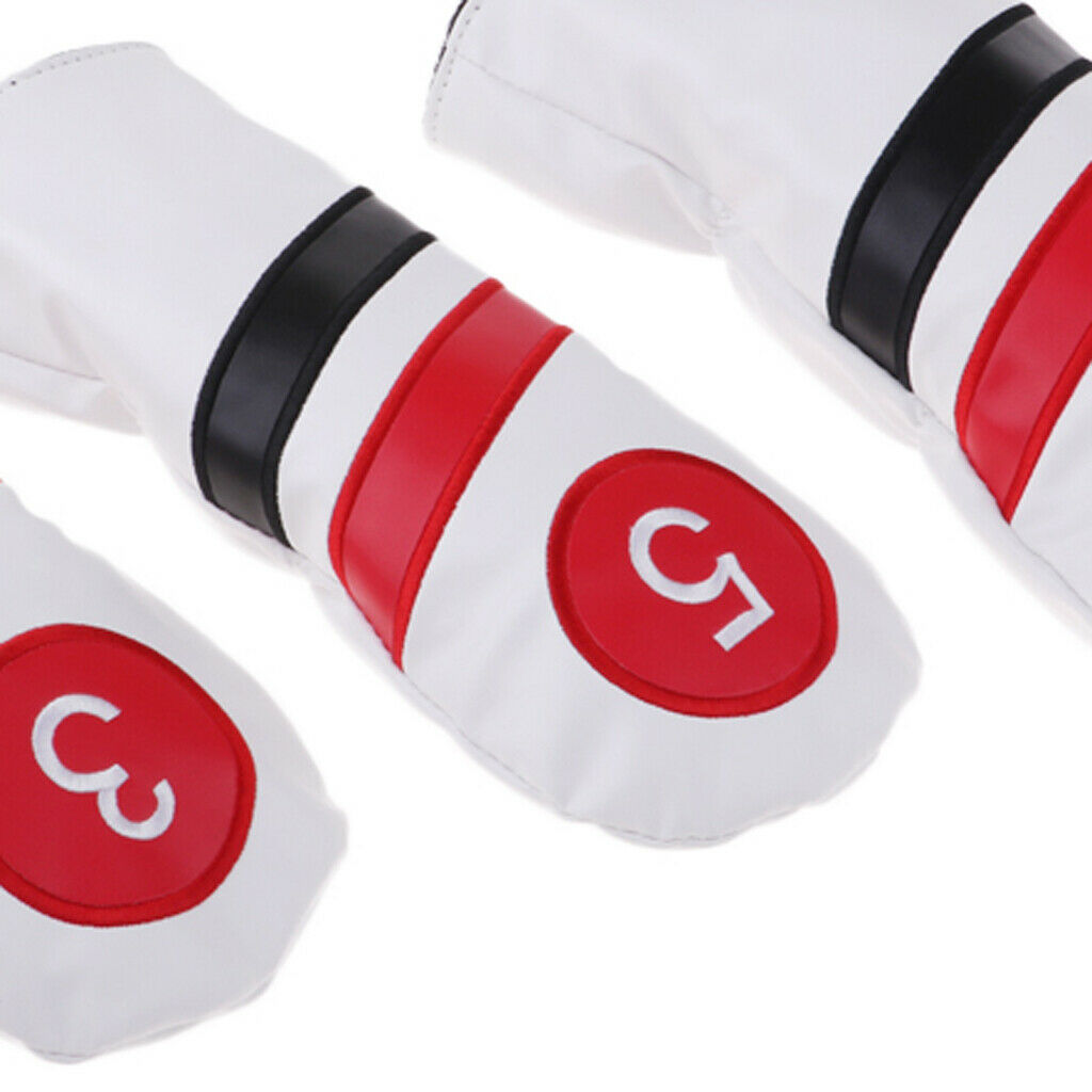Golf Driver Head Cover, 3 or 5 Fairway Woods Headcovers Set of 3 White