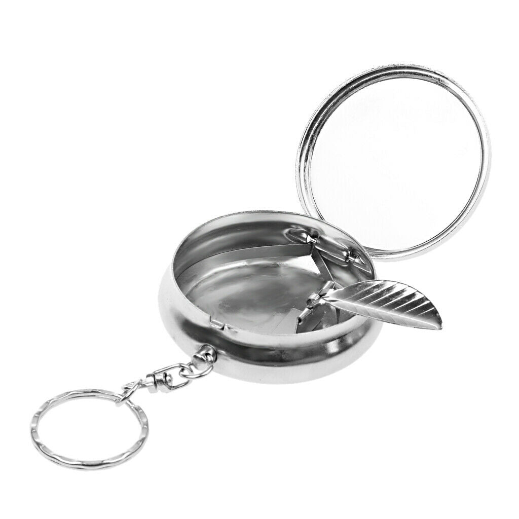 New   Stainless Steel Portable Round Ashtray with Keychain Keyring