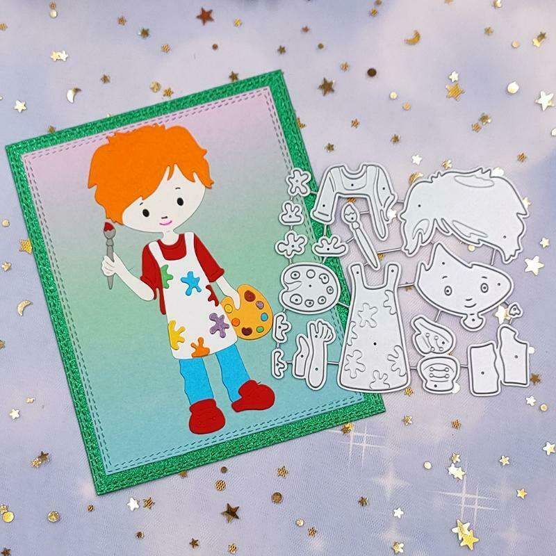 Cartoon Drawing Boy Carbon Steel Cutting Dies DIY Scrapbooking Photo Album Cards