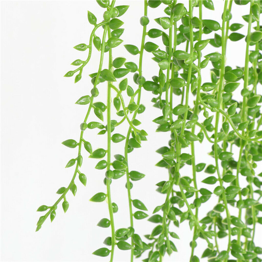 Artificial Succulent Plants Green Plastic Hanging Plant String of Pearls Outdoor