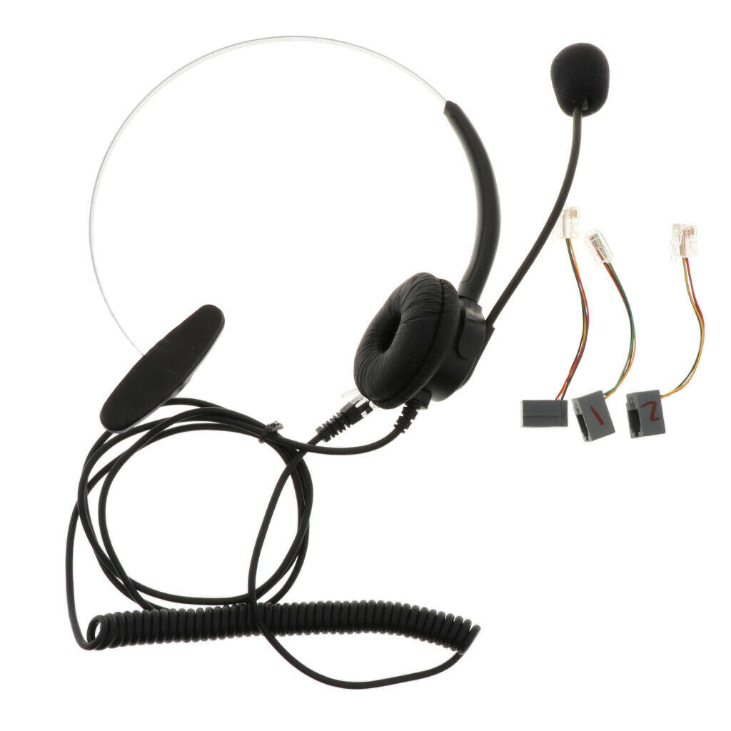 Telephone Headset Noise Cancelling w/ Mic RJ9 Plug for Call Center Telephone .