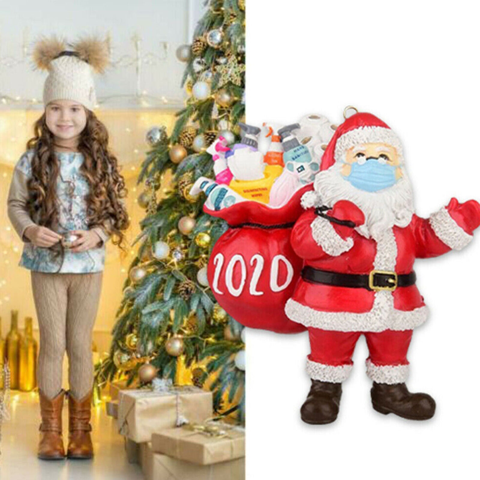 Christmas Tree Ornaments 2020 Santa Wearing Hanging Decor Creative Gifts