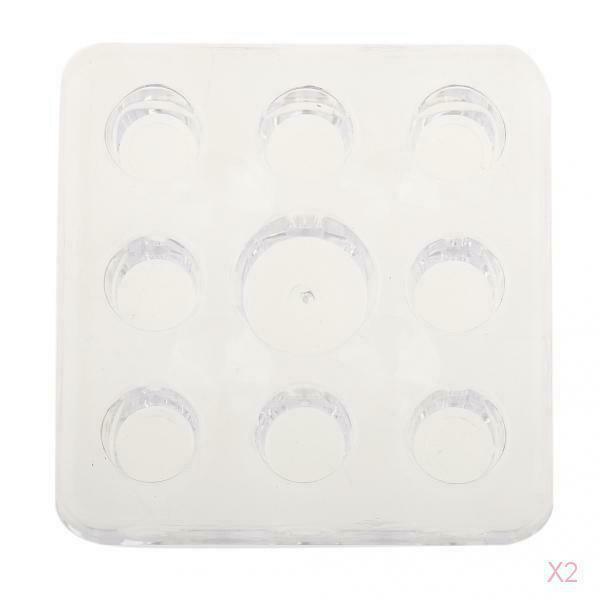 2x Clear Square Design  Cup Holder Tray - 9 Holes
