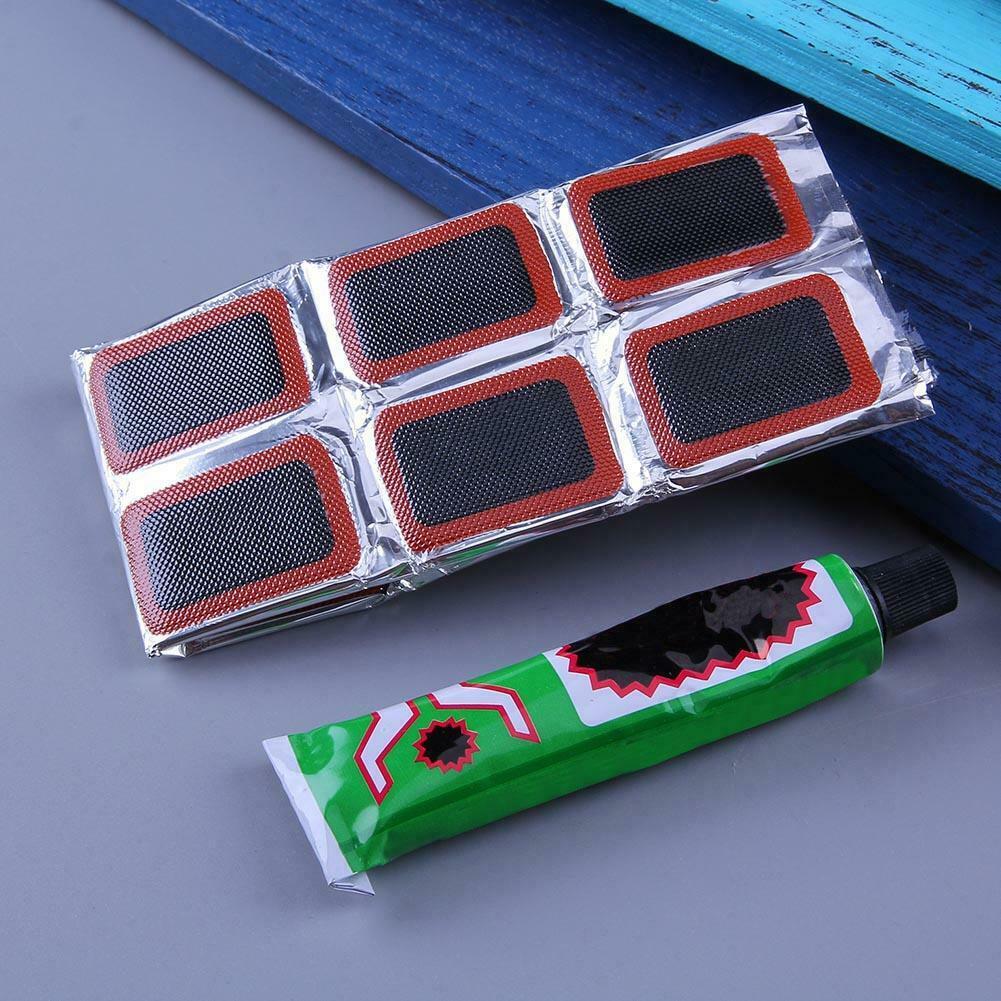48pcs Bike Tire Bicycle Kit Patches + 1pc Repair Glue Tyre Tube Rubber @