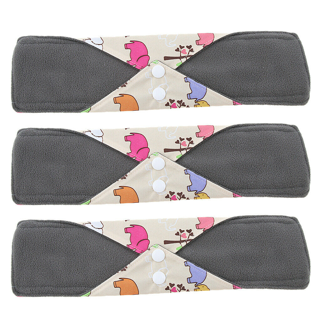 3x 11.8" Bamboo Cloth Menstrual Pads Sanitary Napkins Women Period Cloth Pad