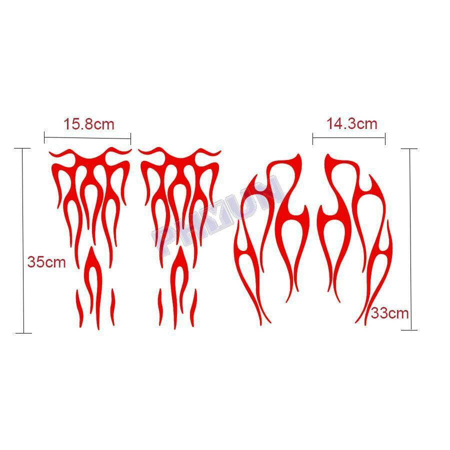 Red Flame Style Stickers Decals Trim For Motorcycle Gas Tank & Fender Universal