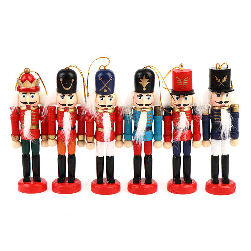 6Pcs/box 12cm Wooden Nutcracker Soldier Merry Christmas Tree Pendants DecoraBDA
