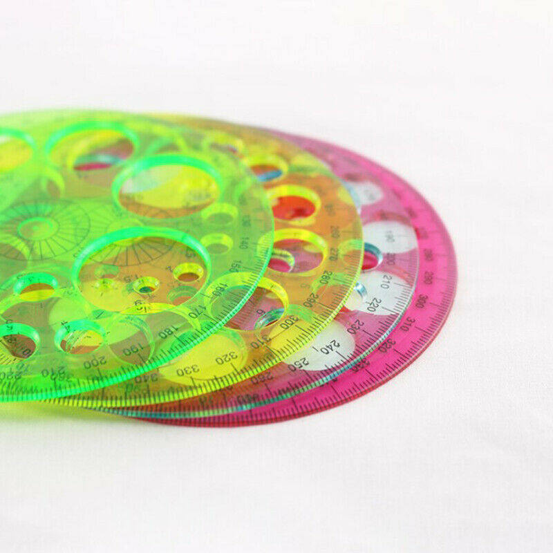 1pc Stationery 360 Degree Round Ruler Transparent Circle Office School Dr.l8