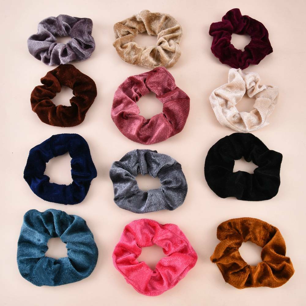 12-Pack Women Velvet Hair Scrunchies Elastic Bobble Ponytail Holder Accessories~