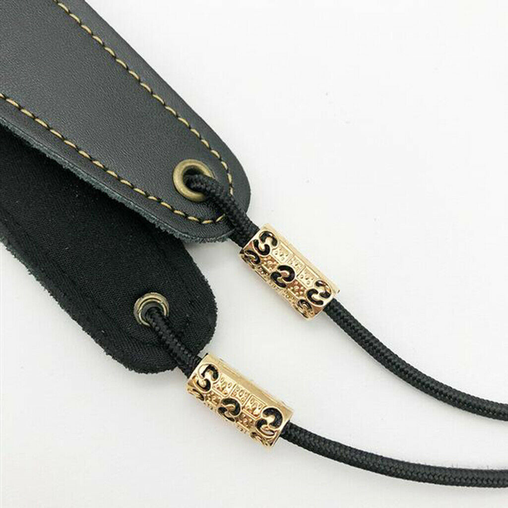 Sax Shoulder Neck Belt Cowhide Adjustable Black Kids Music Supplies 46-61cm