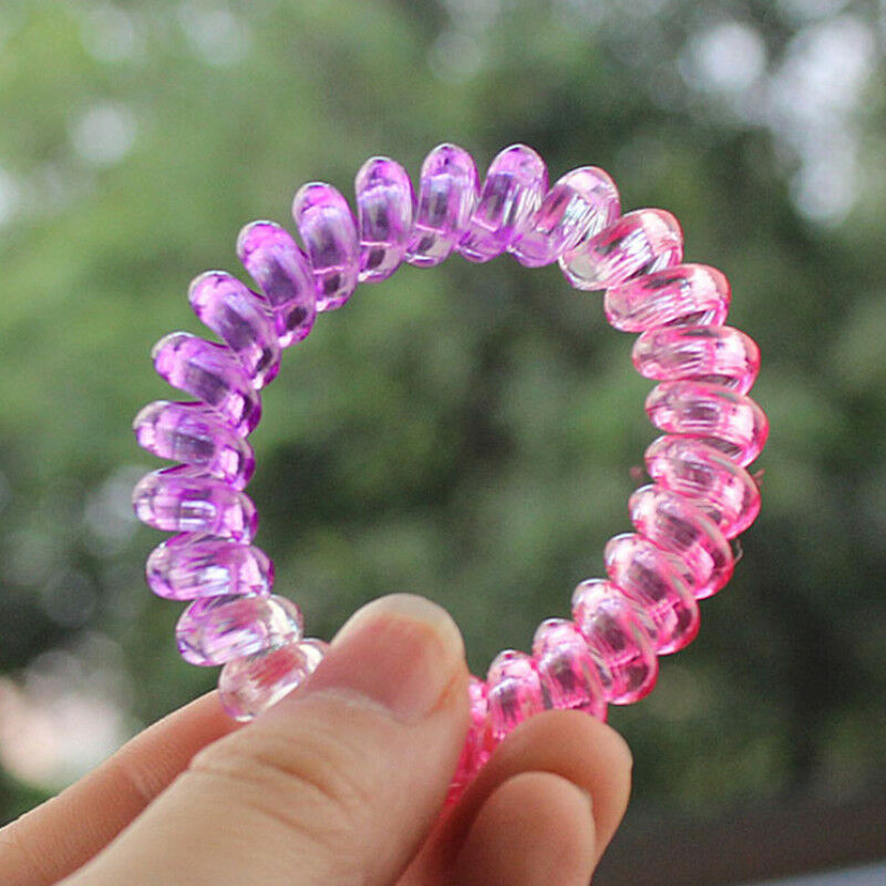 10pcs Gradient color elastic telephone wire cord head ties hair band rop.l8