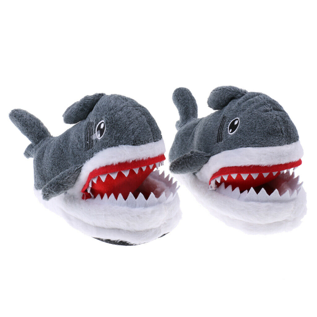 Women Men Shark Warm Soft Plush Slippers Home Winter Slippers Gifts
