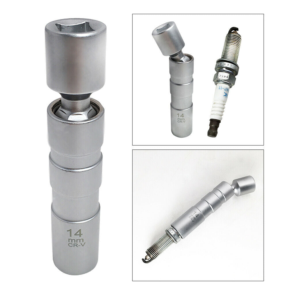 High Carbon Steel Chrome 14mm Spark Plug Wobble Socket for BMW 1/3/5 Series