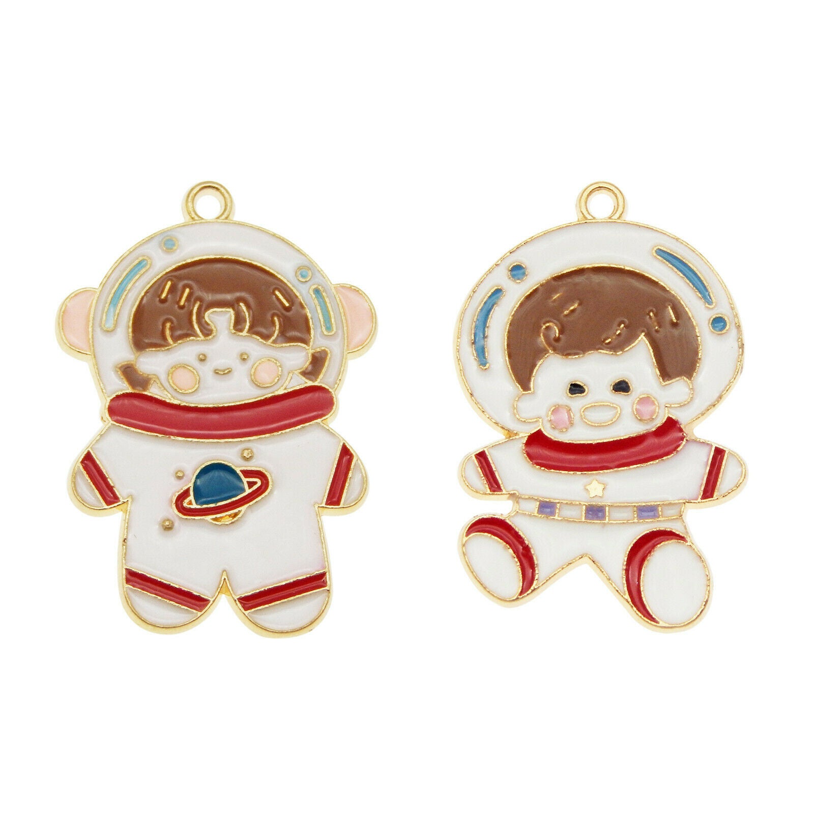 8PC Multi-Color Mixed Astronaut Space Child Charms Pendant Jewelry DIY Findings
