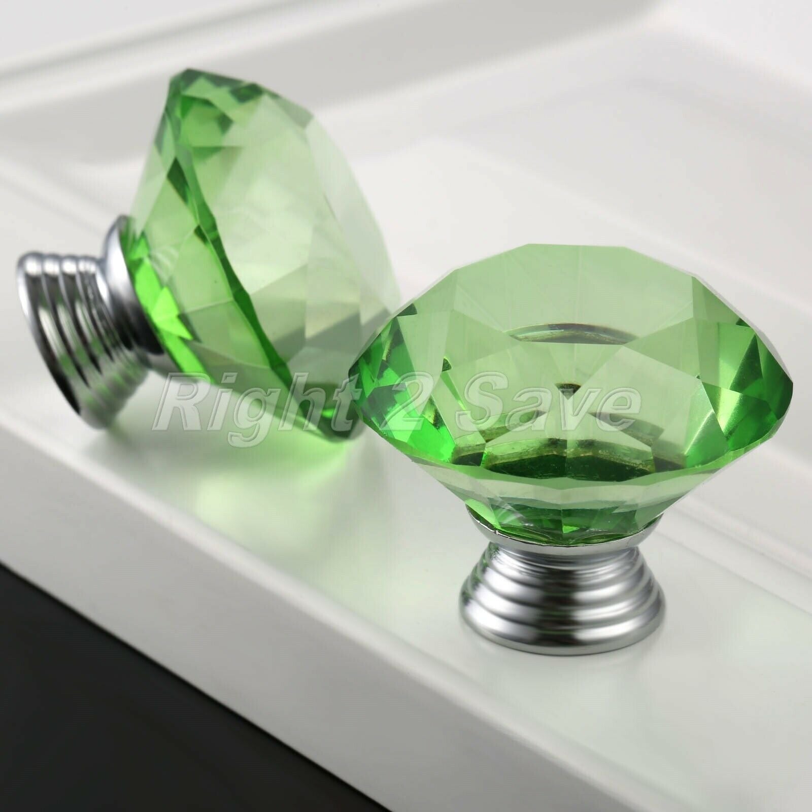 Green Knobs Crystal Glass 40mm Pull Handle Door Cupboard Drawer Cabinet 1PC