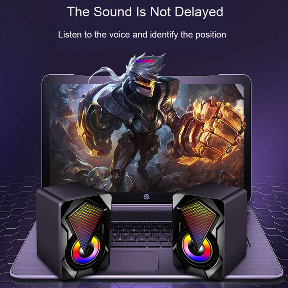 X2 Computer Speaker LED Subwoofer RGB Light USB Wired Home Theater System