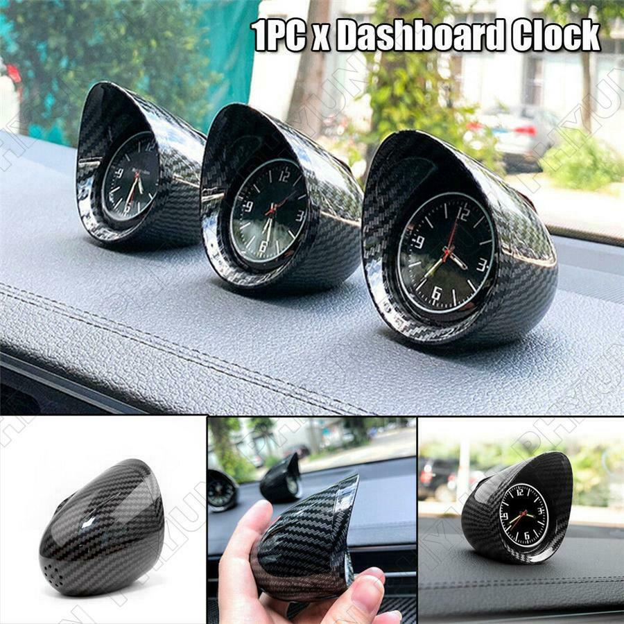 Car Interior Dashboard Clock Carbon Fiber Style Luminous Backlight Universal