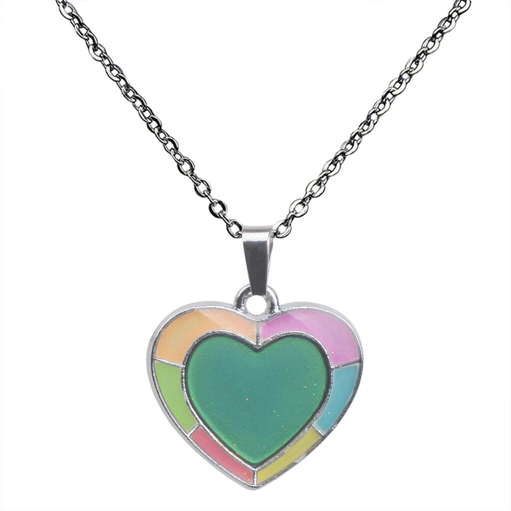 Womens Magic Heart Shape Mood Change Color Heart Necklace Ring Jewelry Set