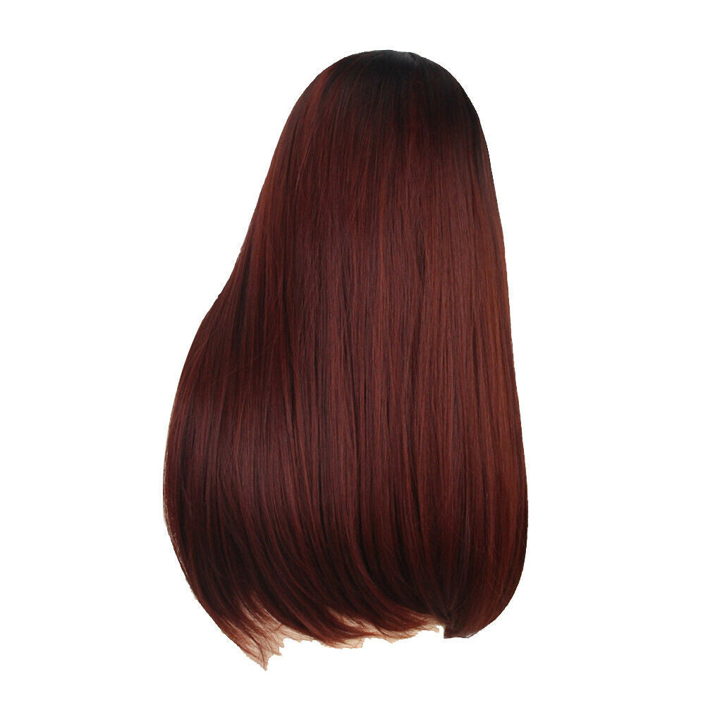 20'' Long Straight Wigs Synthetic with Bangs Women's Girl's Middle Part Wig