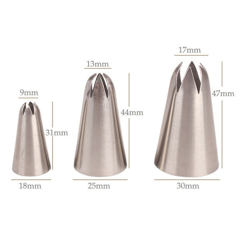 3PCs Cakes Set Cookies Icing Piping Pastry Nozzle Kitchen Cupcake Fondant.l8