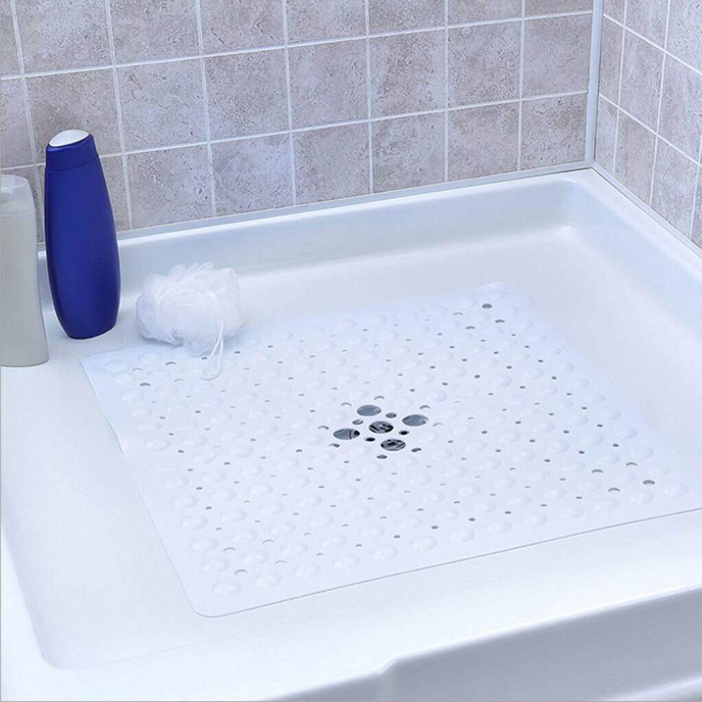 Non Slip Bath Tub and Shower Mat with Suction Cups 54x54cm White
