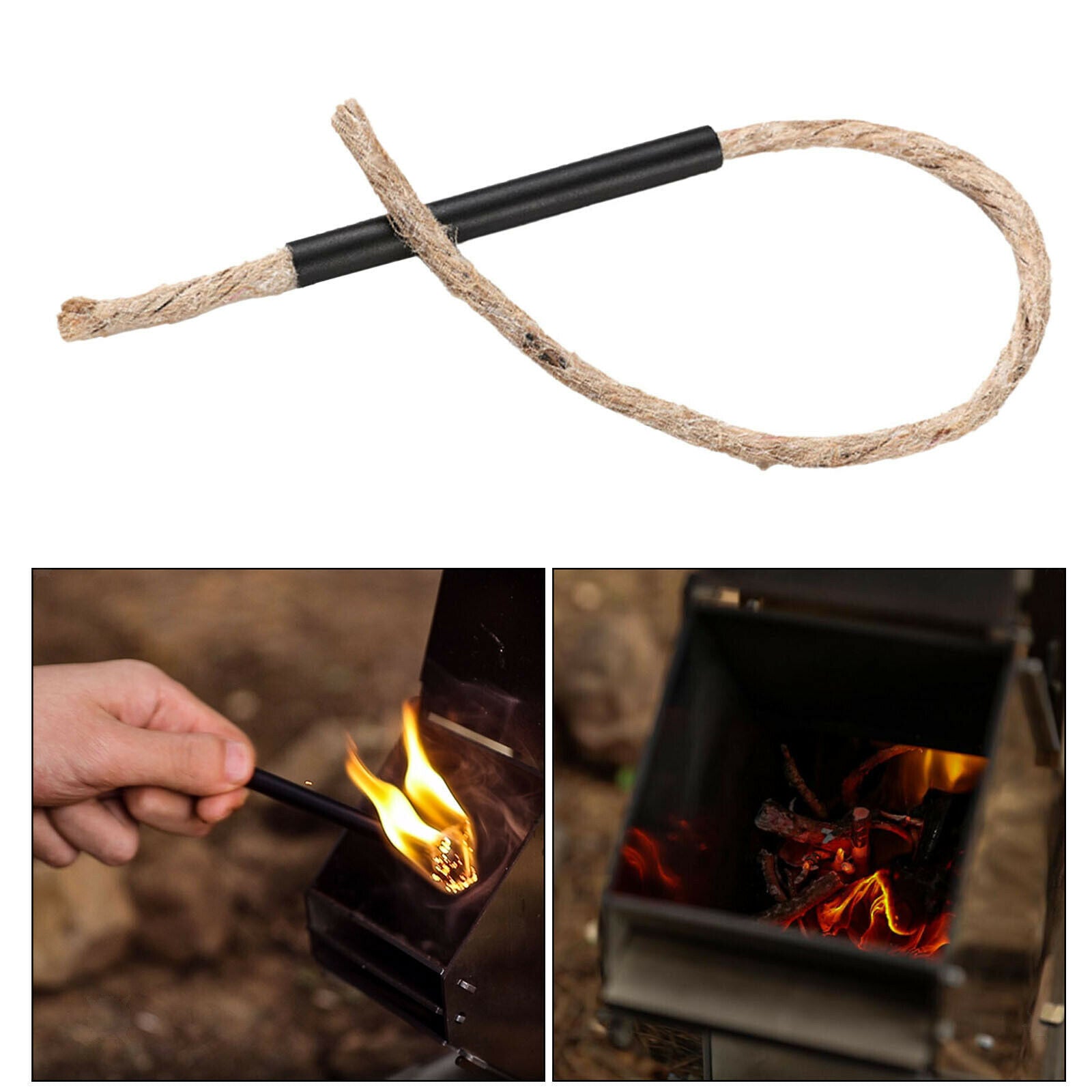 Jute Tinder Waterproof Wick Fire Starter for Camping Hiking Tool Supplies