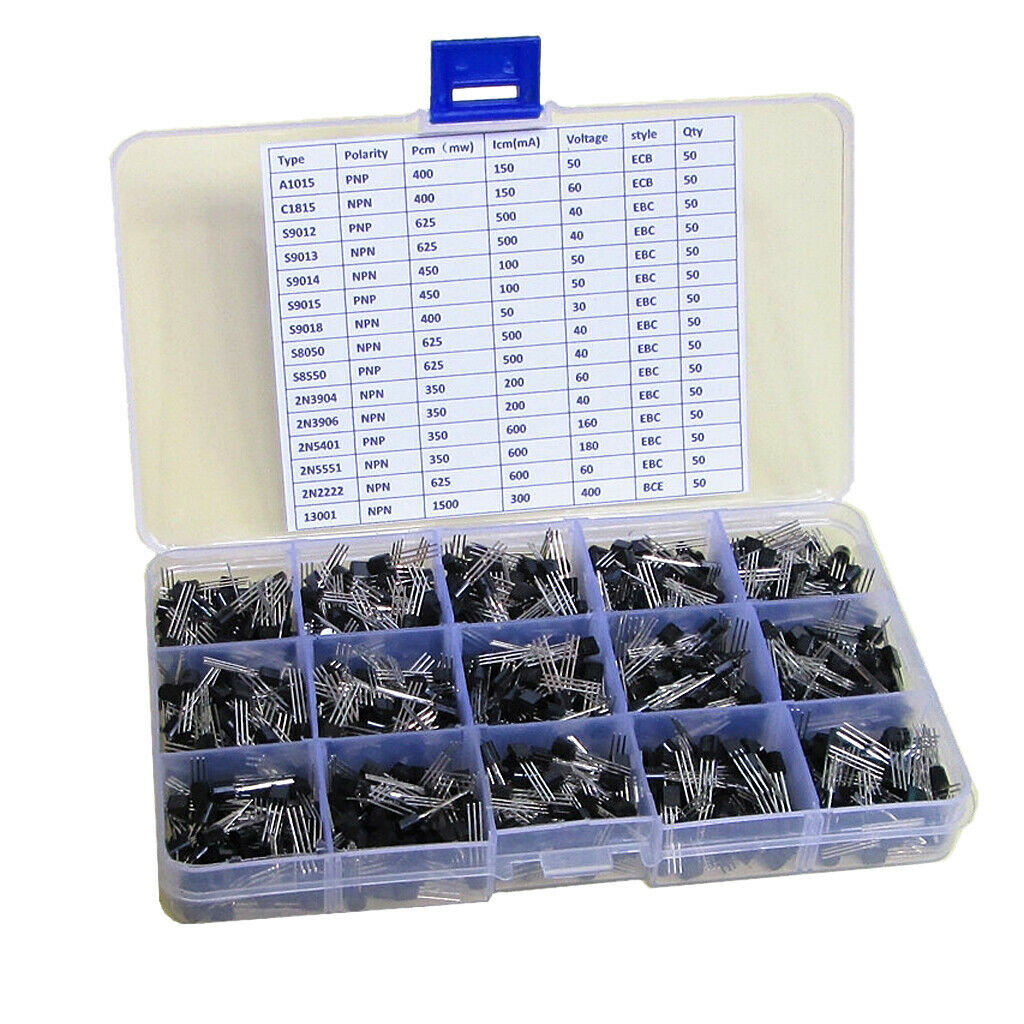 750pcs General Signal Bipolar Transistor TO-92 Assortment Box Kit