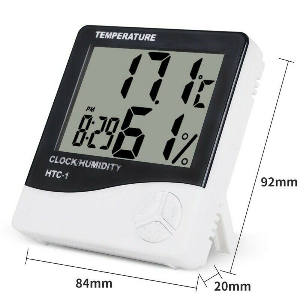 With Clock HTC-1 Hygrometer Temperature Meter Thermometer Humidity Meter