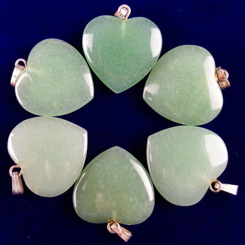 10pcs 20x20x6mm Natural Green Aventurine Heart 40g Pendant Bead A-235SK