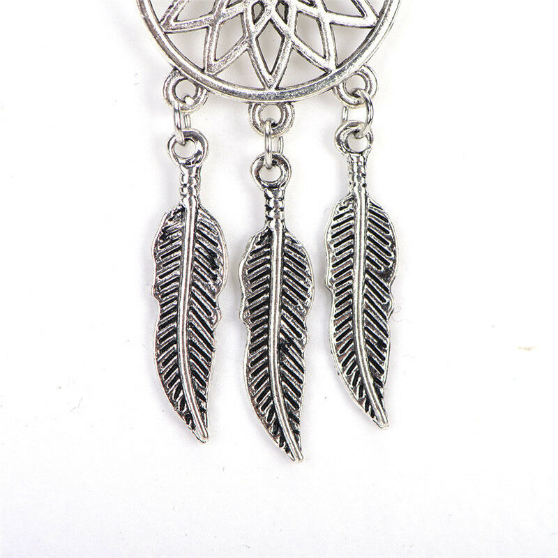 Bohemian Dreamcatcher Leaves Feather Pendant Necklace Earrings Jewelry .l8