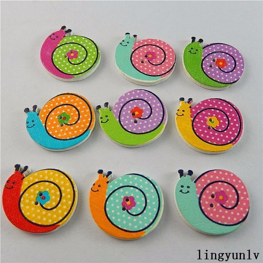 60-Pack Colorful Wooden Snails Buttons Flatback Sewing Craft Accessories 2 Holes