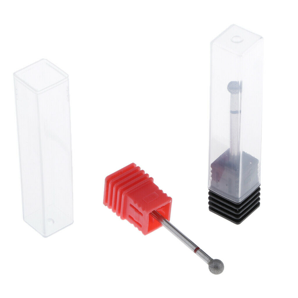 2x Nail Drill Bits Ball Head Diamond Rotary Burrs Cuticle Clean Manicure Bit