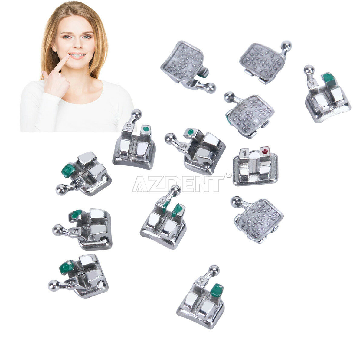 1000 pcs Dental Orthodontic Monoblock Bracket Braces Mini Roth 022 Hooks 3 4 5