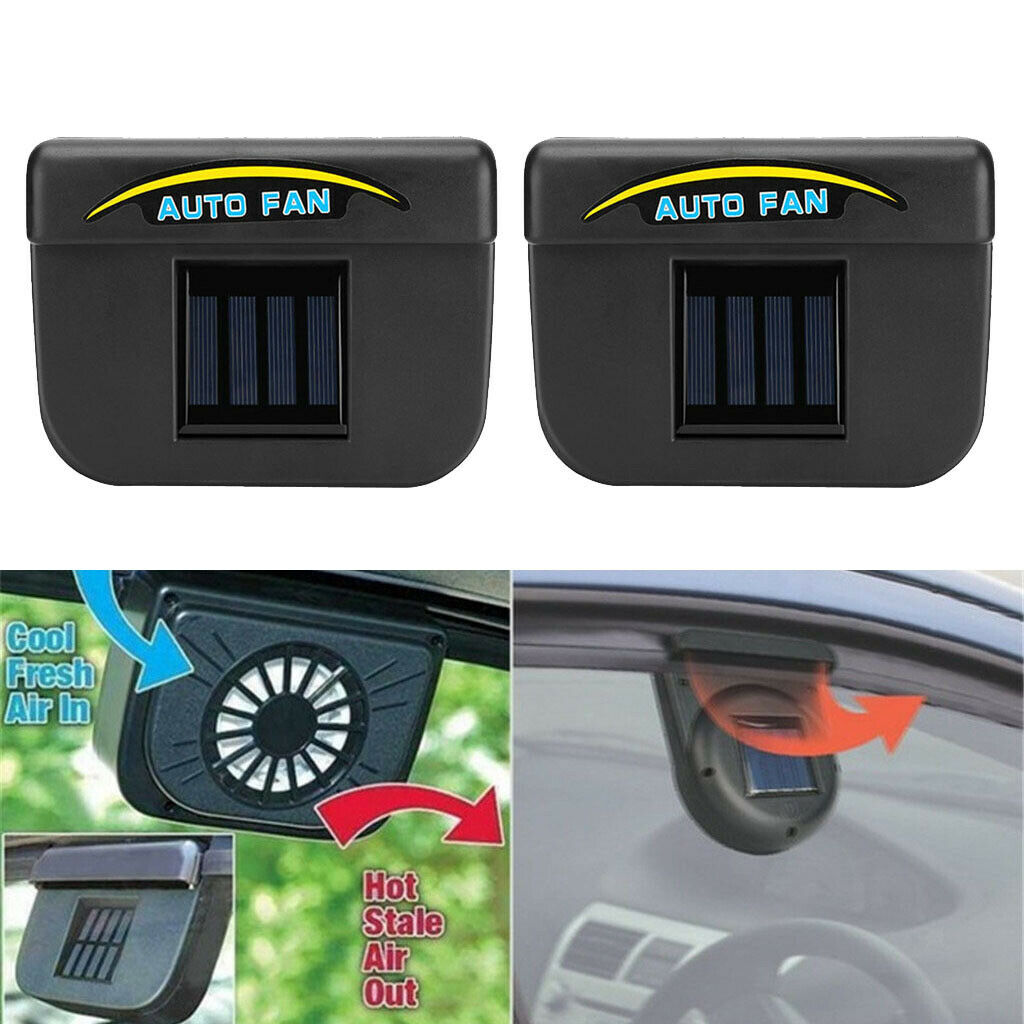 2pcs Universal Solar Power Car SUV Air Vent Exhaust Fan Radiator Ventilation
