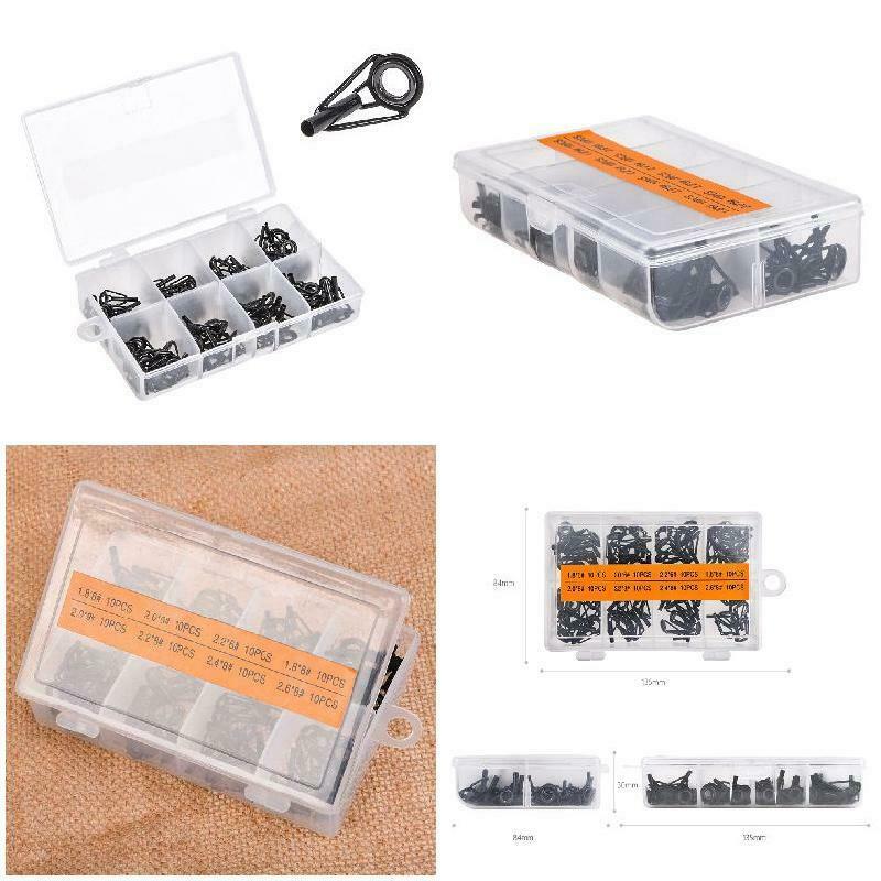 80/Box Ceramic Stainless Steel Sea Fishing Rod Guides Line Rings Repair Eyes Tip